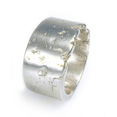 Wide Concrete Solid Gold Ring