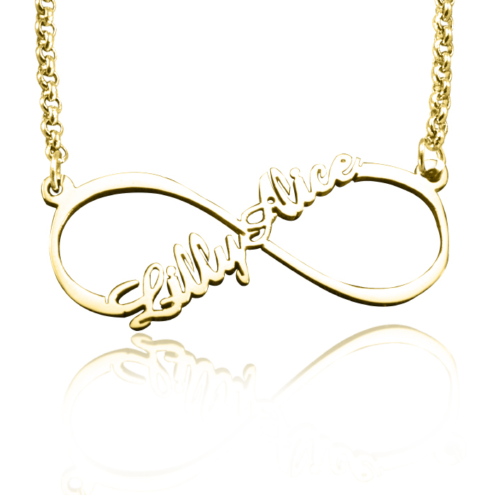 Personalised Single Infinity Name Necklace - 18CT Gold