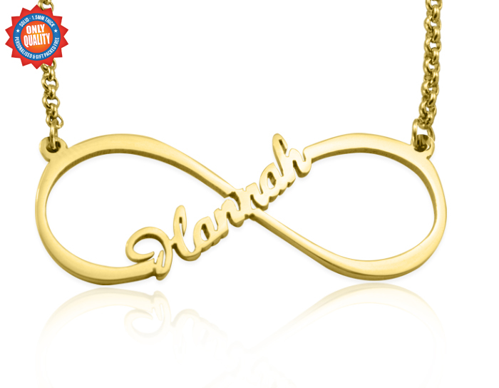 Personalised Single Infinity Name Necklace - 18CT Gold