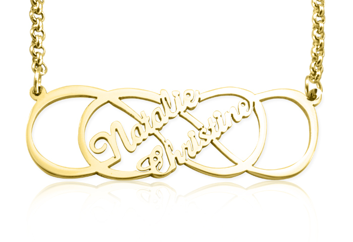 Personalised Infinity X Infinity Name Necklace - 18CT Gold