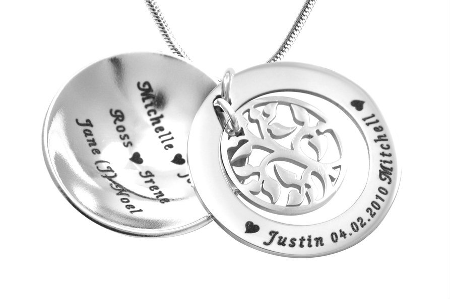 Solid Gold My Family Tree Dome Necklace -