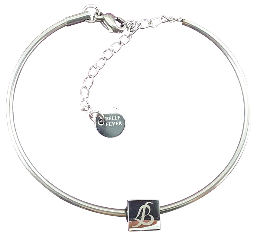 Solid White Gold Charm Bangle