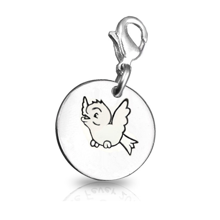 Solid White Gold Bird Charm