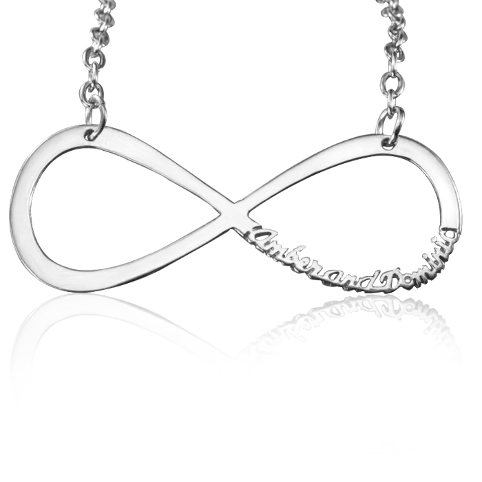 Solid White Gold Classic Infinity Name Necklace -