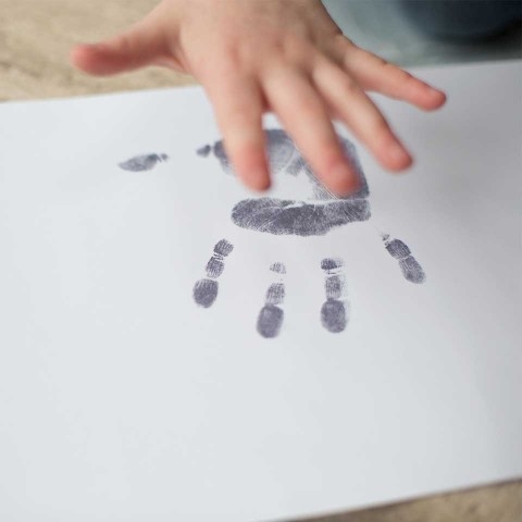 Solid Gold Large Engraved Handprint Necklace For Children