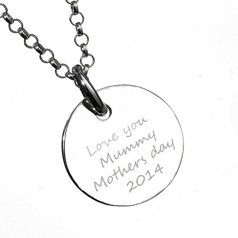Solid Gold Large Engraved Handprint Necklace For Children