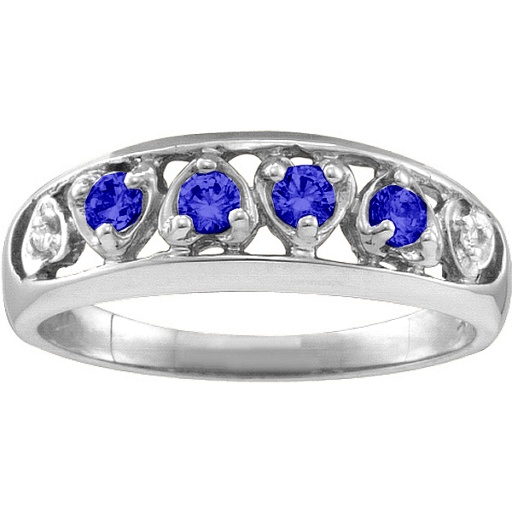 Lyric Embedded Hearts Solid White Gold Ring with 2-6 stones