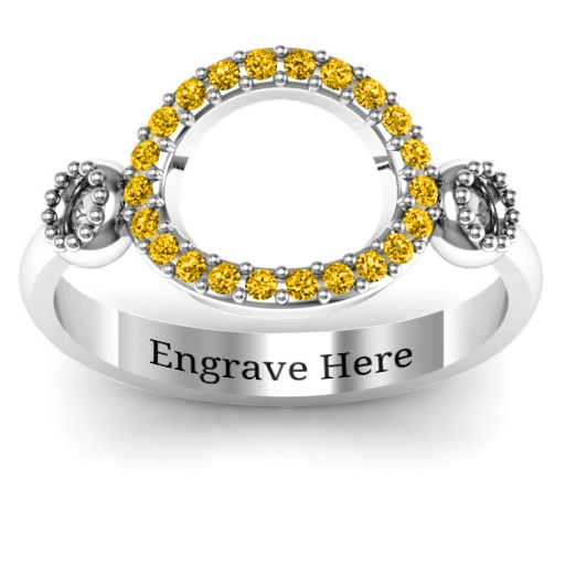 3 Circles Karma Solid Gold Ring with Accents