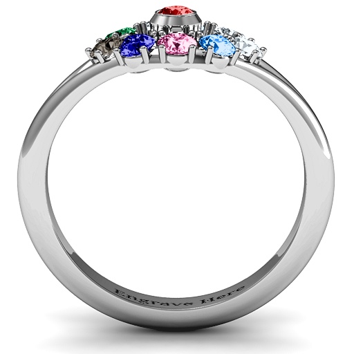 3 to 10 Stone Solar Solid White Gold Ring