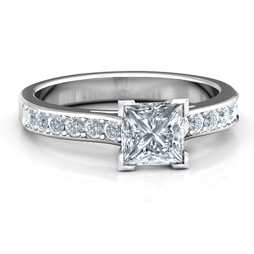 Janelle Princess Cut Solid White Gold Ring