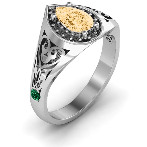 Aphrodite Solid White Gold Ring with Side Gems