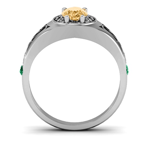 Aphrodite Solid White Gold Ring with Side Gems