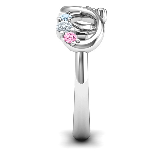 Birthstone Infinity Love Solid White Gold Ring