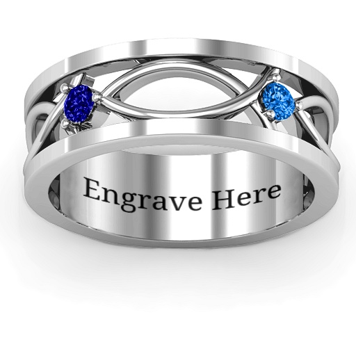 Classic Fish Men's Solid White Gold Ring