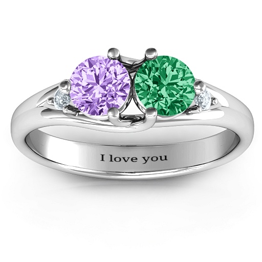 Darling Duo Double Gemstone Solid White Gold Ring