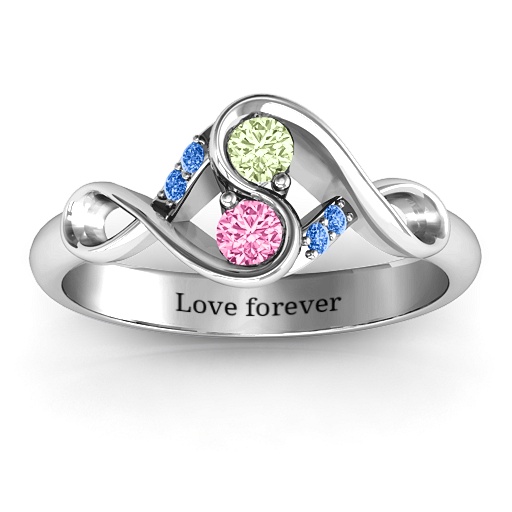 Element of Infinity Two Stone Solid White Gold Ring