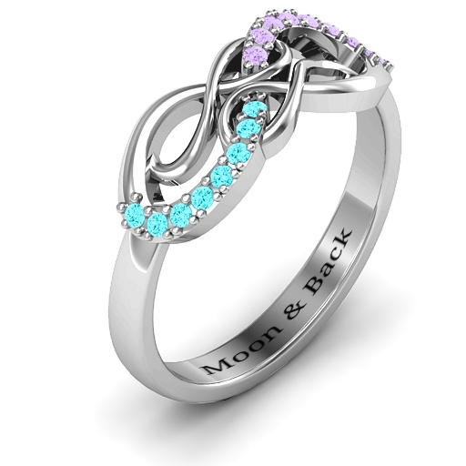 Everlasting Infinity Solid White Gold Ring with Gemstones