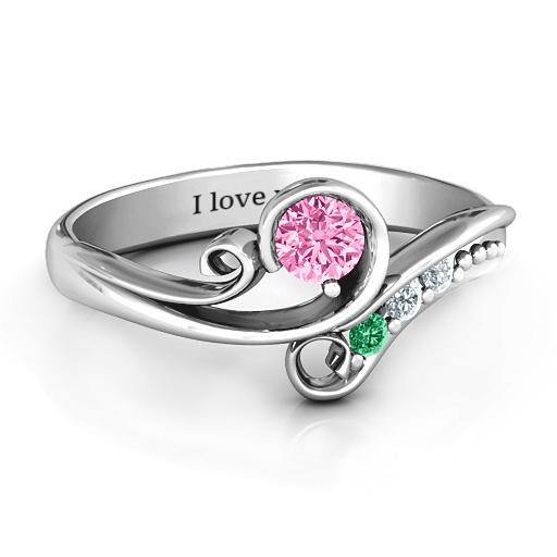 Family Flair Solid White Gold Ring With 2-6 Birthstones
