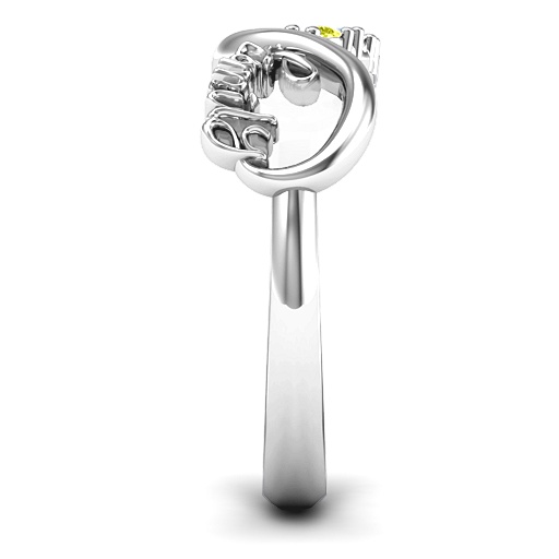 Family Infinite Love with Stones Solid White Gold Ring