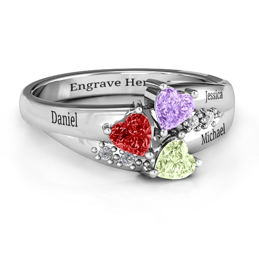 Heart Cluster Solid White Gold Ring with Accents