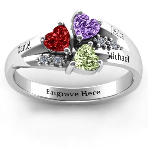 Heart Cluster Solid White Gold Ring with Accents