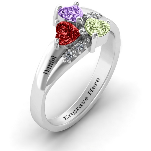 Heart Cluster Solid White Gold Ring with Accents