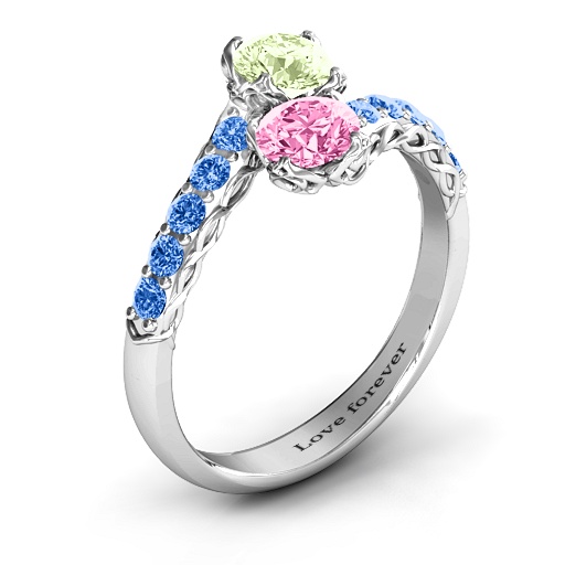 Intricate Infinity Two Stone Solid White Gold Ring