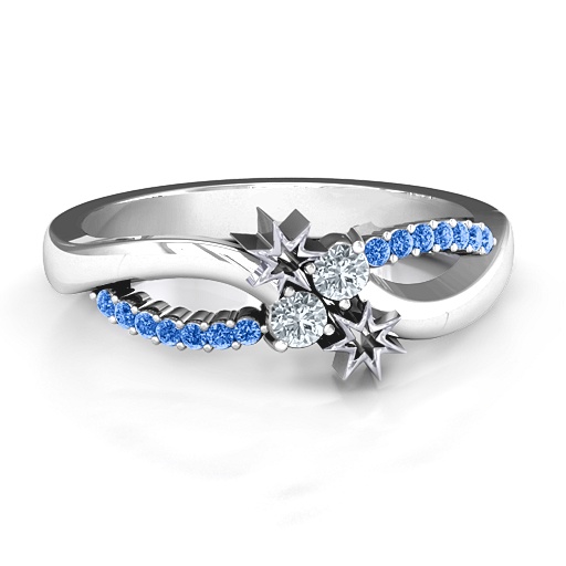 Light Up My Life Infinity Solid White Gold Ring with Accent Stones