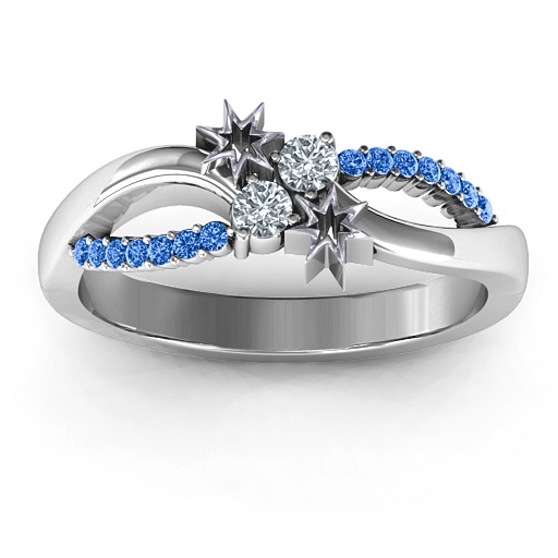 Light Up My Life Infinity Solid White Gold Ring with Accent Stones