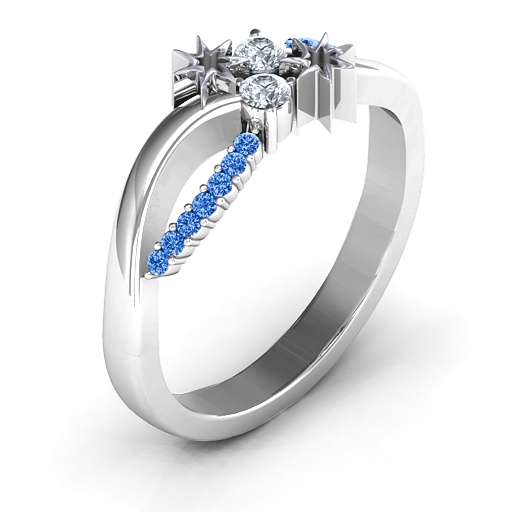 Light Up My Life Infinity Solid White Gold Ring with Accent Stones