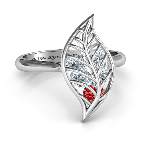 Mint to Be Cage Leaf Solid White Gold Ring