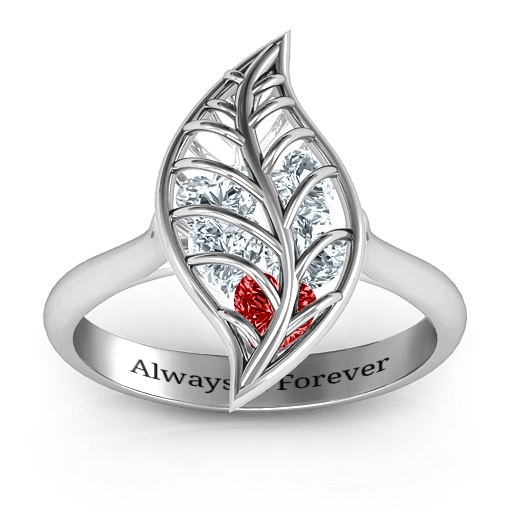 Mint to Be Cage Leaf Solid White Gold Ring