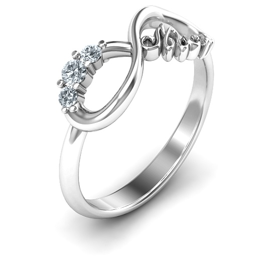 Mum's Infinite Love with Stones Solid White Gold Ring