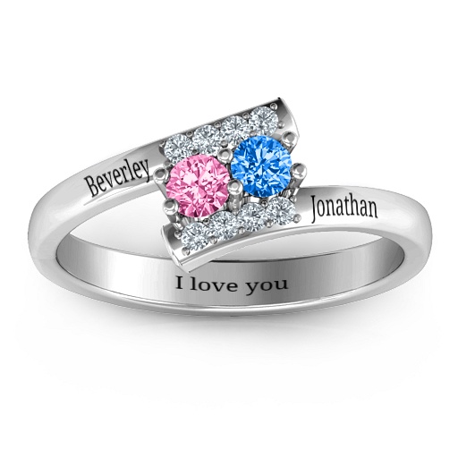 Must Be Love Two Stone Solid White Gold Ring