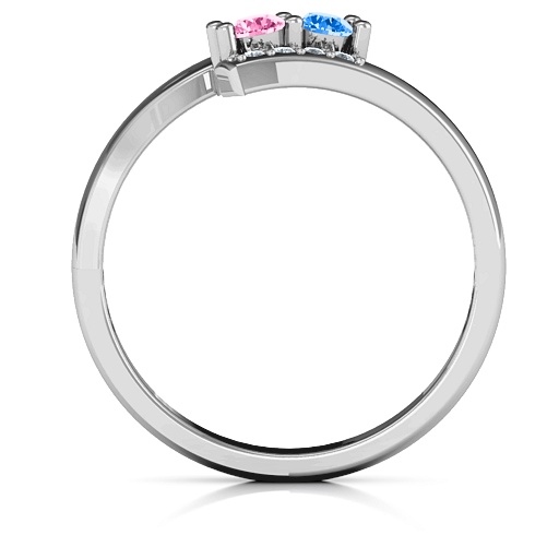 Must Be Love Two Stone Solid White Gold Ring