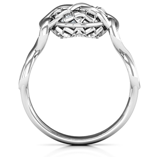 My Infinite Love Caged Hearts Solid White Gold Ring