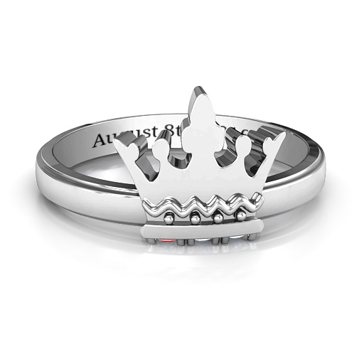 Royal Family Princess Tiara Solid White Gold Ring