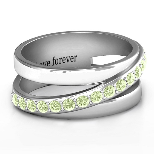 Sparkling Sash Solid White Gold Ring