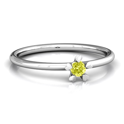 Stackr Hugging Heart Stone Solid White Gold Ring