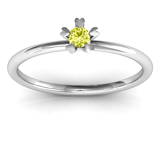 Stackr Hugging Heart Stone Solid White Gold Ring