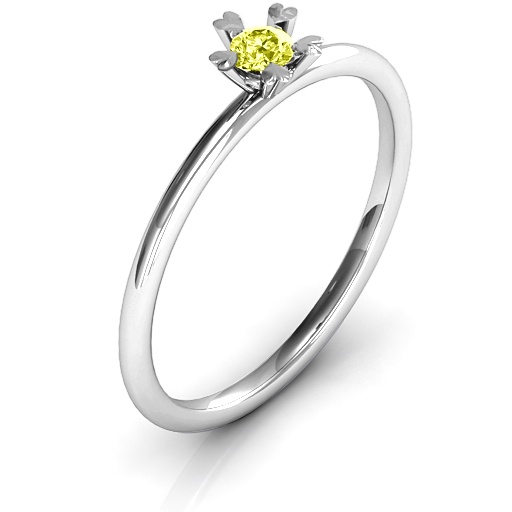 Stackr Hugging Heart Stone Solid White Gold Ring