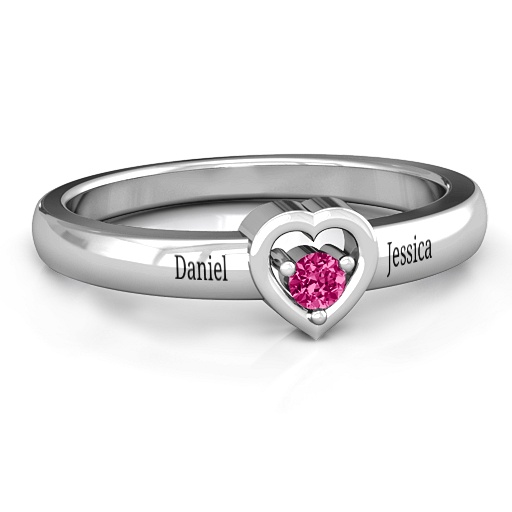 18CT White Gold Solitaire Heart Ring