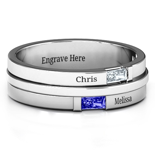 18CT White Gold Baguette Men's Ring