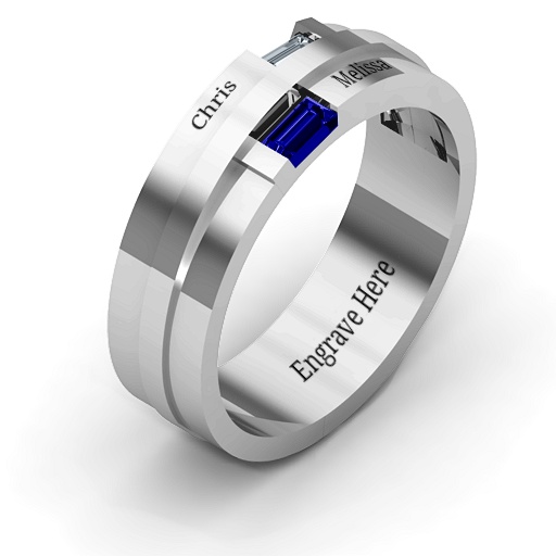 18CT White Gold Baguette Men's Ring