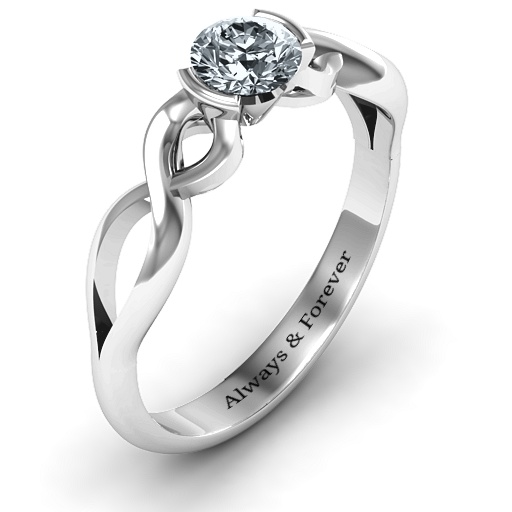18CT White Gold Half Bezel Infinity Ring