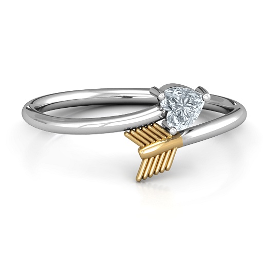 18CT White Gold Heart &amp; Arrow Ring
