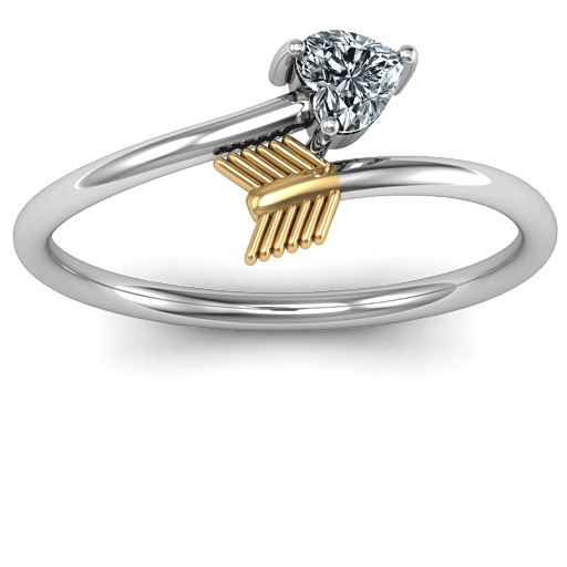 18CT White Gold Heart &amp; Arrow Ring