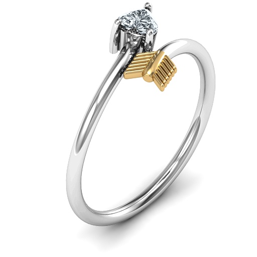 18CT White Gold Heart &amp; Arrow Ring