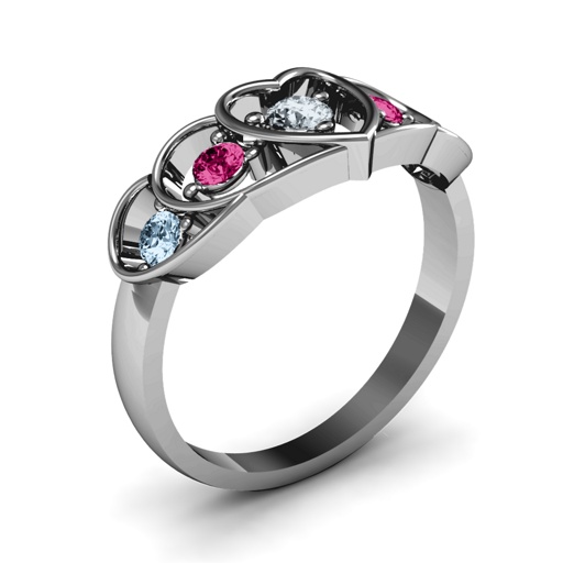 18CT White Gold Heart Collage Ring