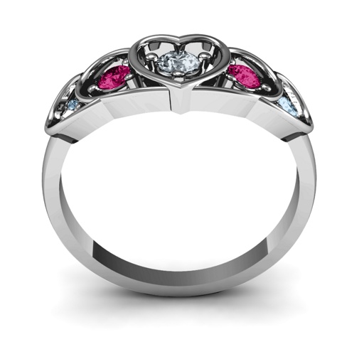 18CT White Gold Heart Collage Ring